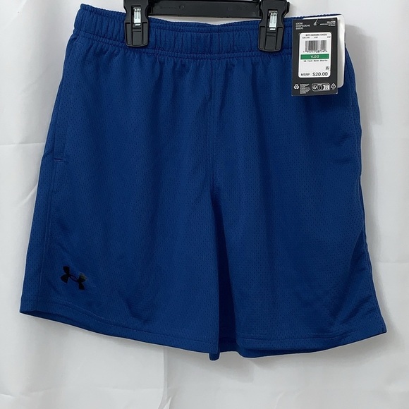 Boys Under Armour Loose Fit Blue Shorts Size Youth LARGE NEW WITH TAGS - Picture 2 of 8